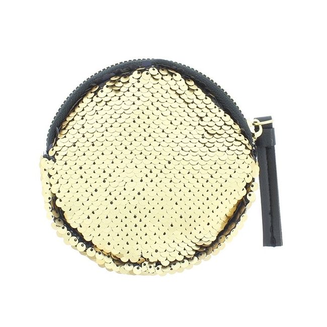 ROUND COMBI SEQUINED FABRIC PURSE 12CM