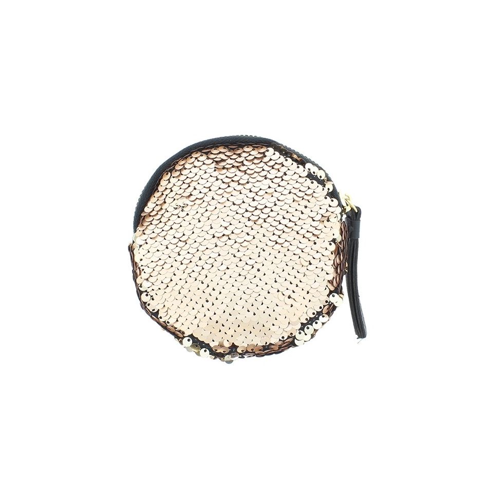 MONEDERO REDONDO COMBI LENTEJUELAS TELA 12CM