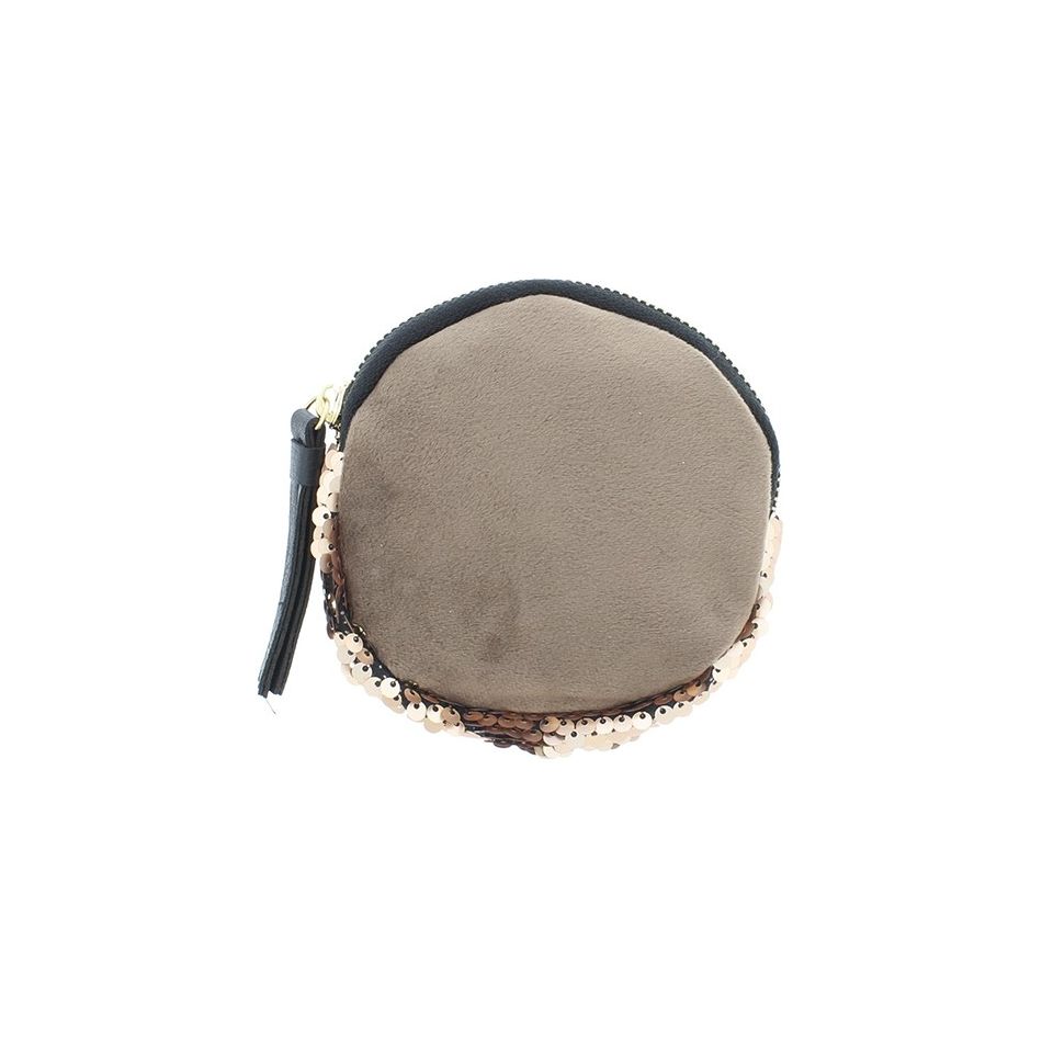 MONEDERO REDONDO COMBI LENTEJUELAS TELA 12CM