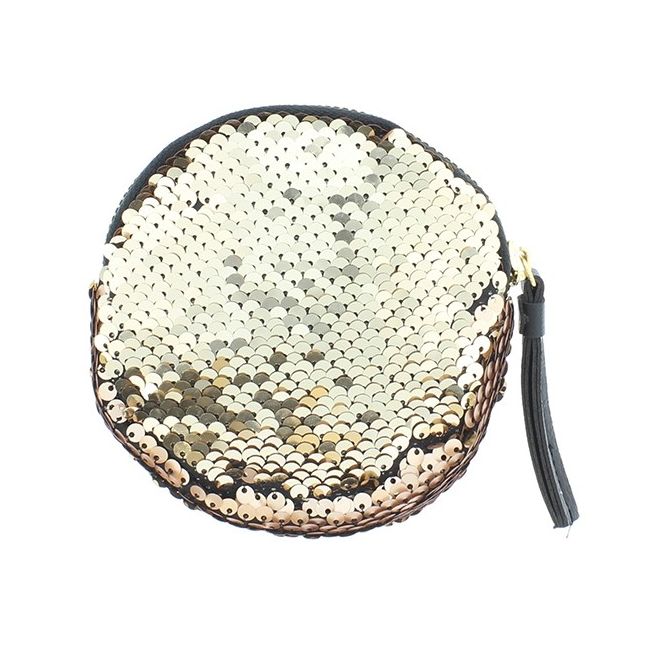 MONEDERO REDONDO COMBI LENTEJUELAS TELA 12CM