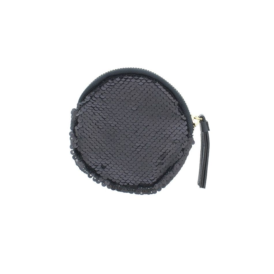MONEDERO REDONDO COMBI LENTEJUELAS TELA 12CM