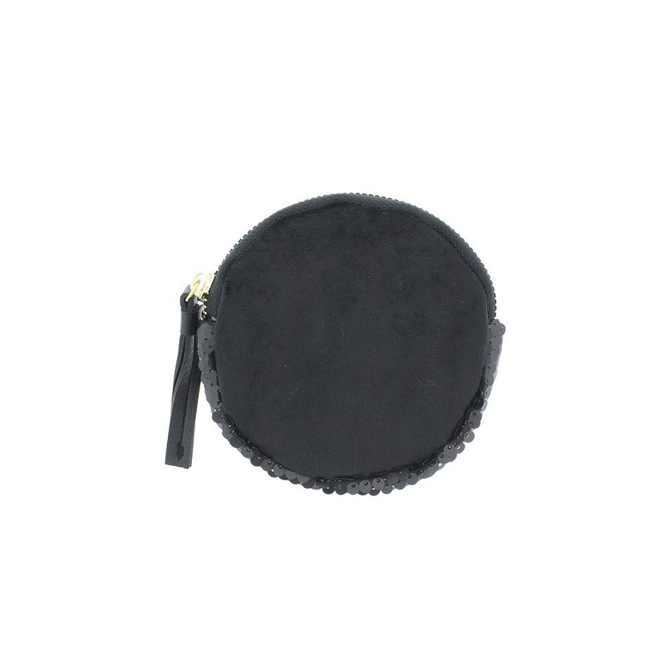 ROUND COMBI SEQUINED FABRIC PURSE 12CM