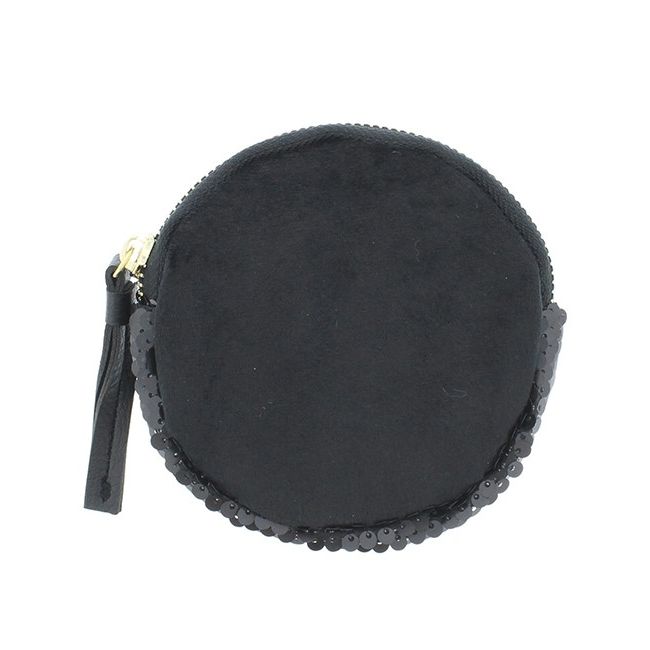 ROUND COMBI SEQUINED FABRIC PURSE 12CM