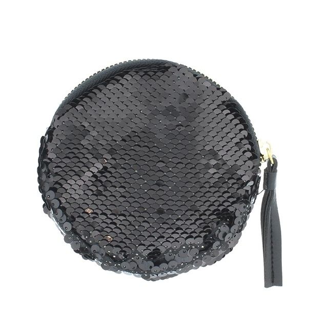 MONEDERO REDONDO COMBI LENTEJUELAS TELA 12CM
