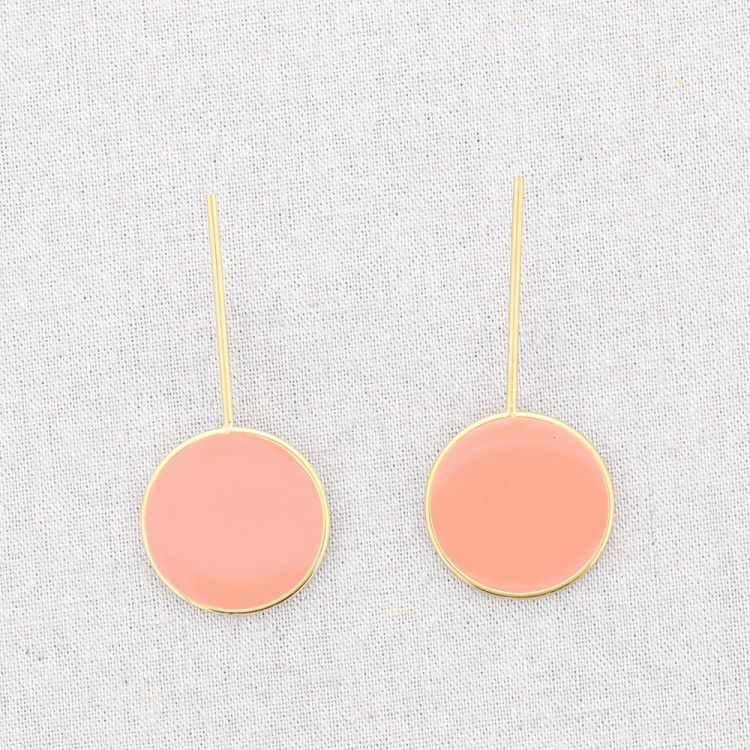 ENAMEL MEDAL PENDANT STEEL EARRINGS