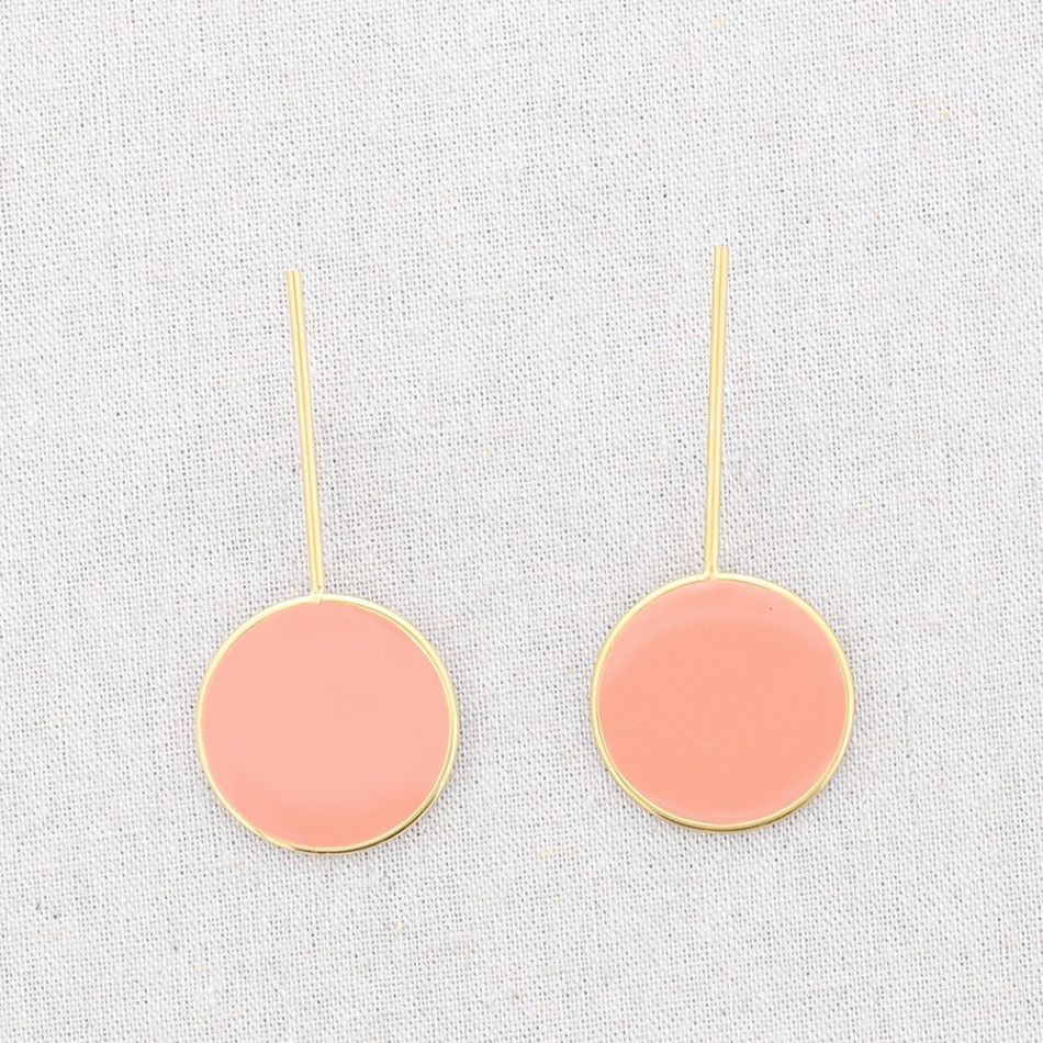 PENDIENTES ACERO COLGANTE MEDALLA ESMALTE