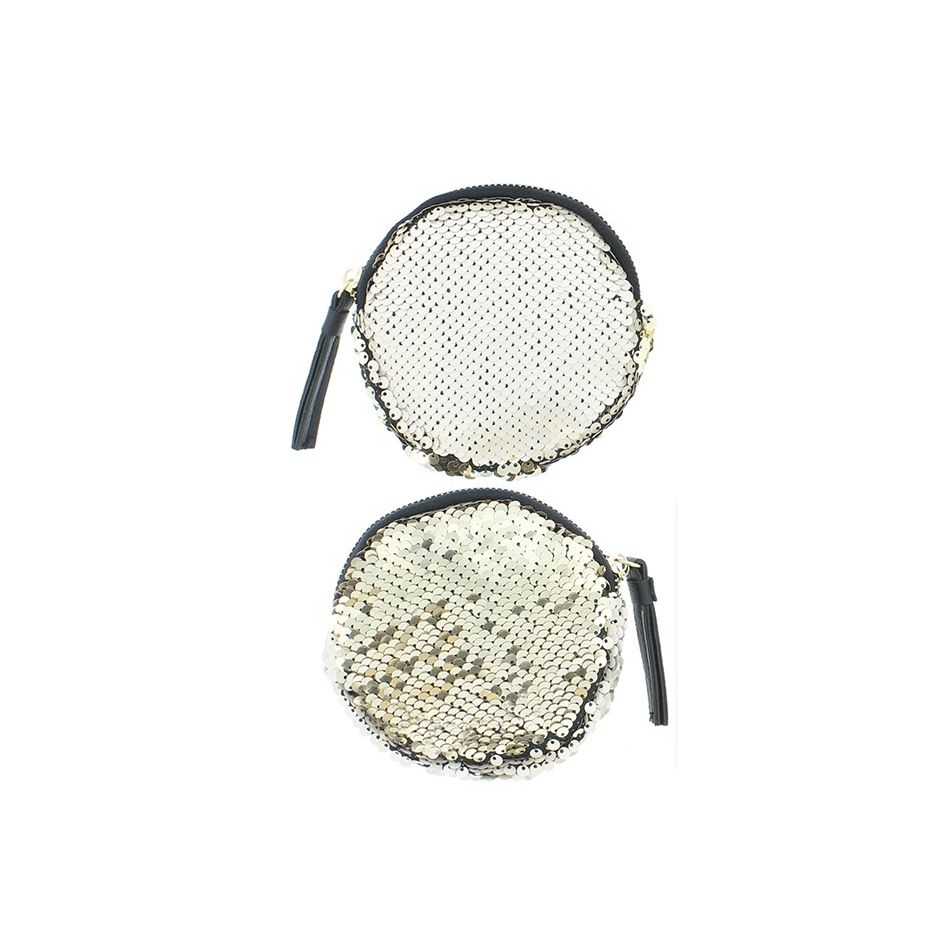 MONEDERO REDONDO DOBLE CARA LENTEJUELAS 12CM