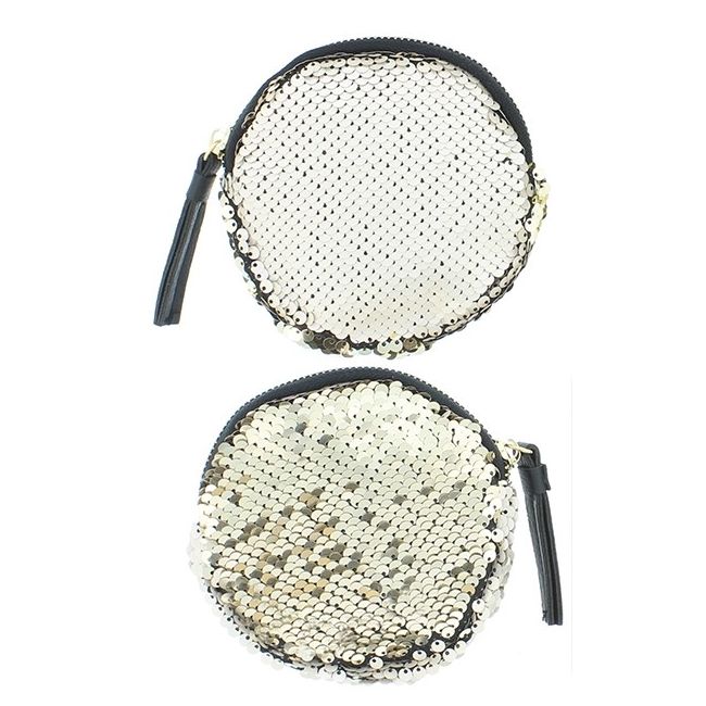 MONEDERO REDONDO DOBLE CARA LENTEJUELAS 12CM