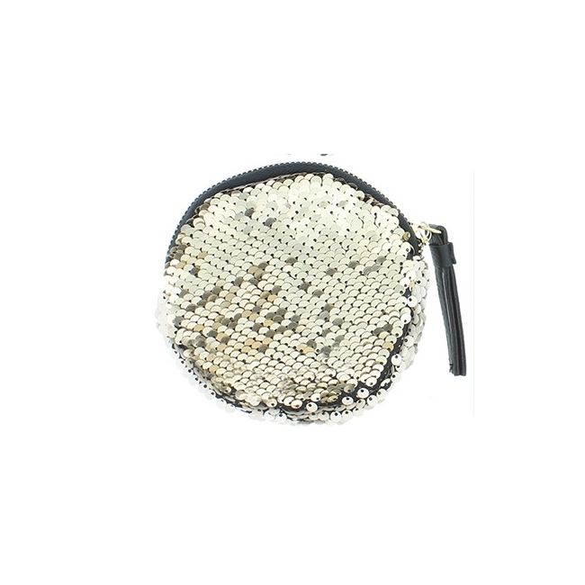 MONEDERO REDONDO DOBLE CARA LENTEJUELAS 12CM