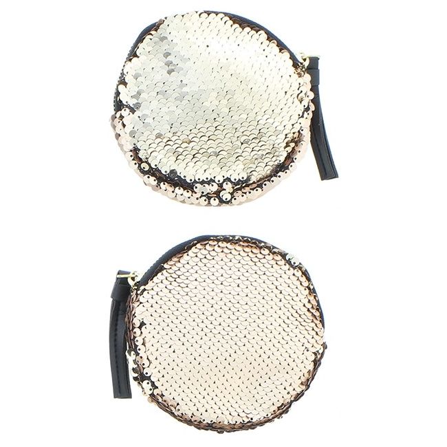 ROUND DOUBLE SIDED SEQUIN PURSE 12CM