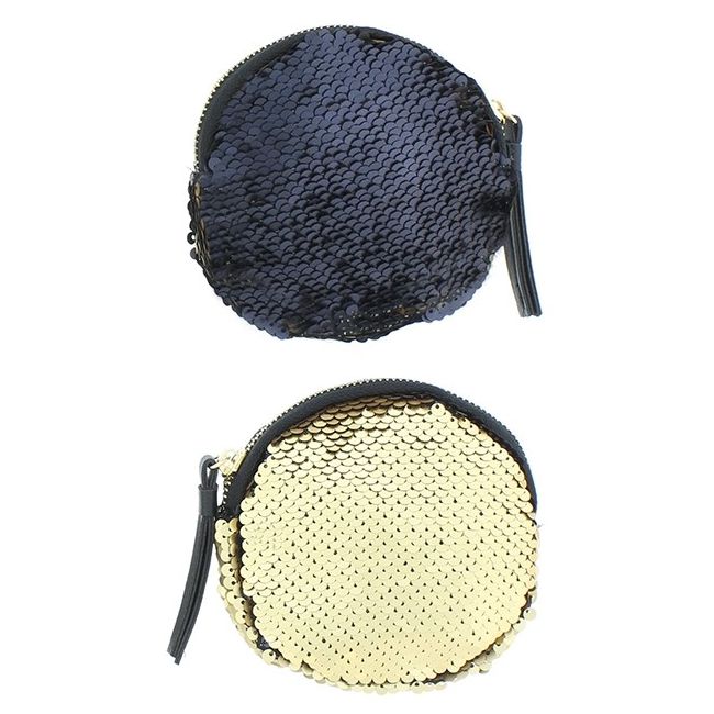 ROUND DOUBLE SIDED SEQUIN PURSE 12CM