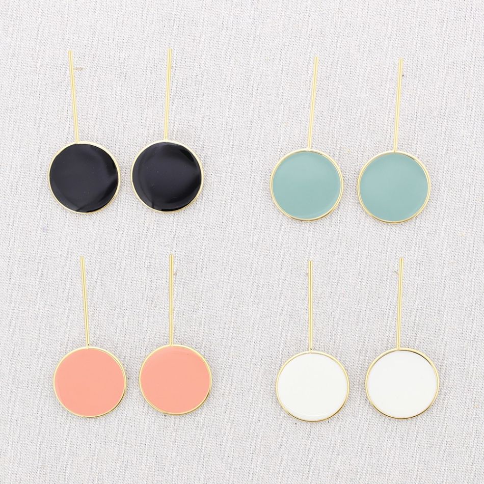 ENAMEL MEDAL PENDANT STEEL EARRINGS