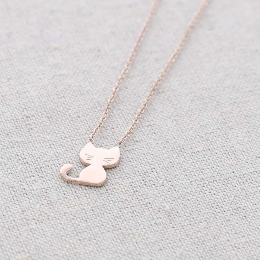 STEEL KITTEN PENDANT SHORT NECKLACE