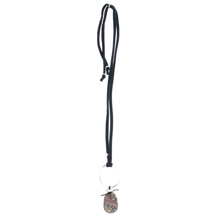 COLLAR LARGO ANILLA METAL COLGANTE PIEDRA