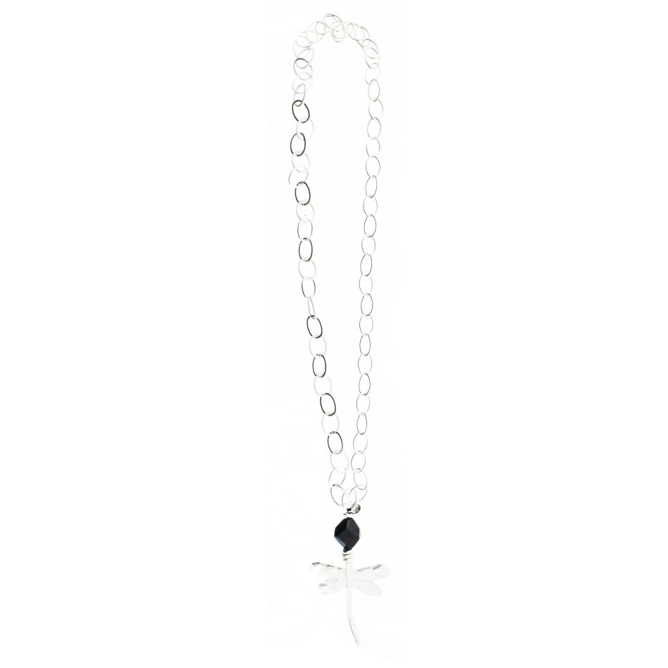 METAL DRAGONFLY PENDANT LONG LINK NECKLACE