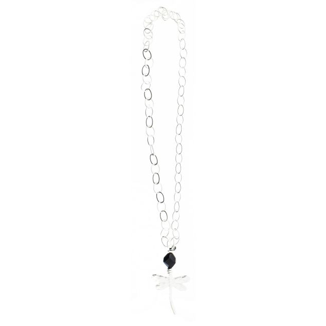 METAL DRAGONFLY PENDANT LONG LINK NECKLACE