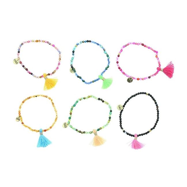 PULSERA CUENTAS PIEDRAS FLECO