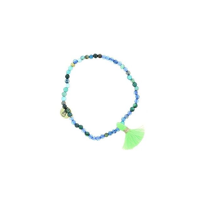 PULSERA CUENTAS PIEDRAS FLECO