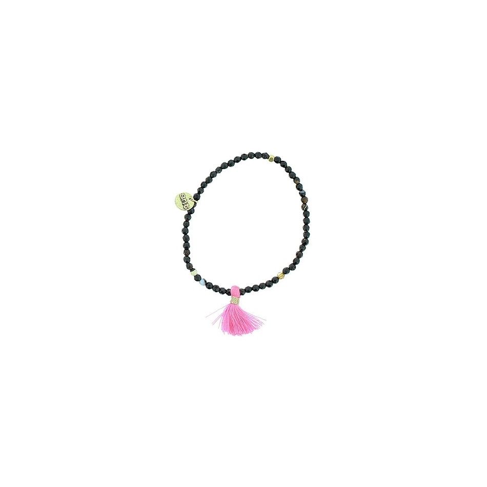 PULSERA CUENTAS PIEDRAS FLECO