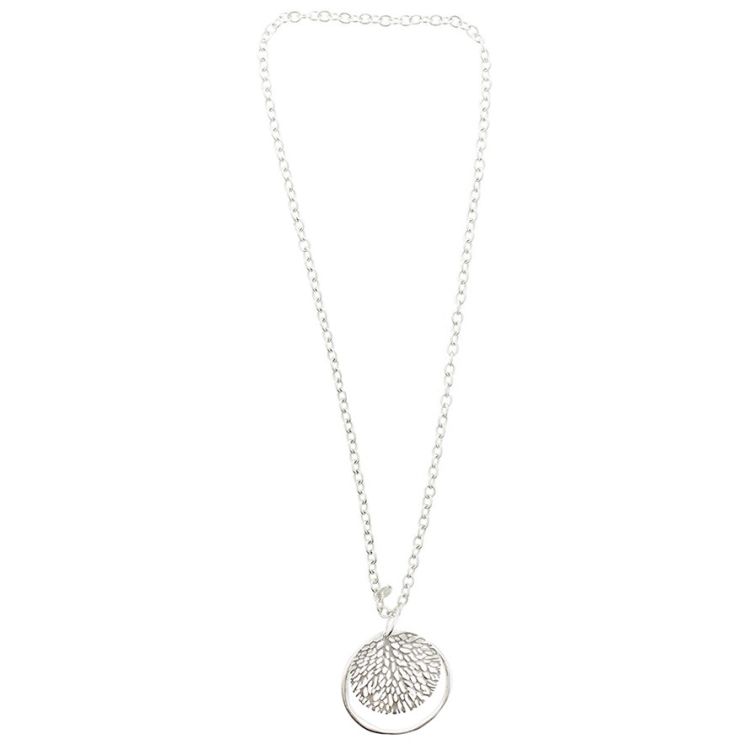 LONG NECKLACE LEAF PENDANT WITH METAL RING 2