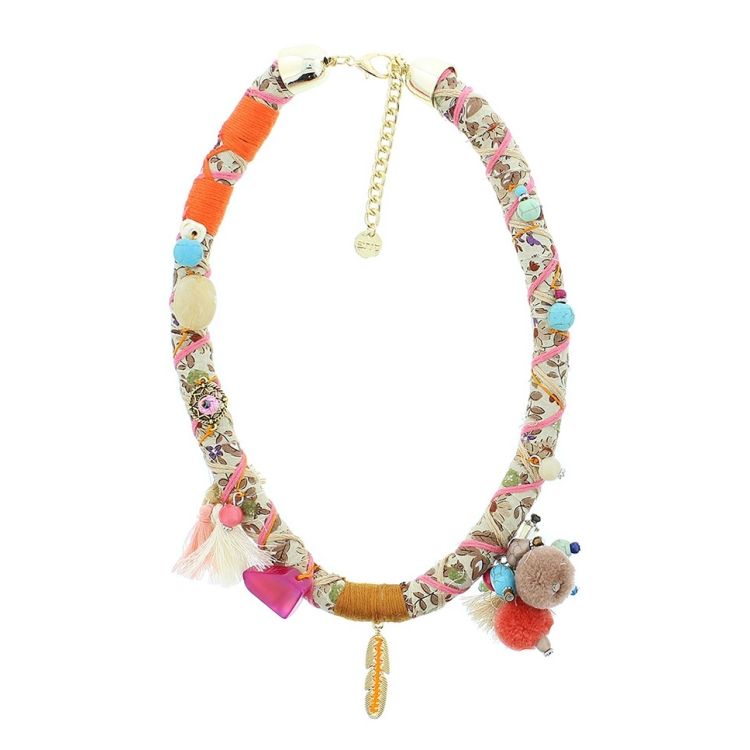 PENDANT WRAPPED THREAD SHORT NECKLACE