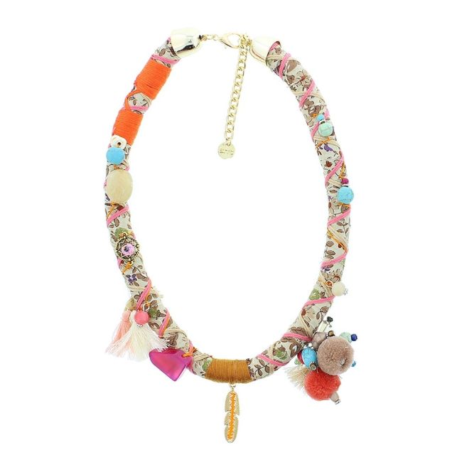 PENDANT WRAPPED THREAD SHORT NECKLACE