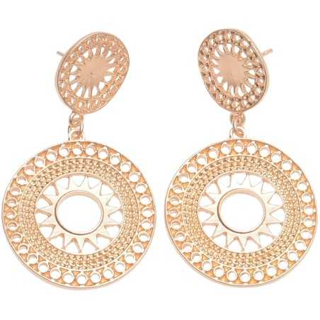 ETHNIC DOUBLE METAL MEDAL EARRINGS