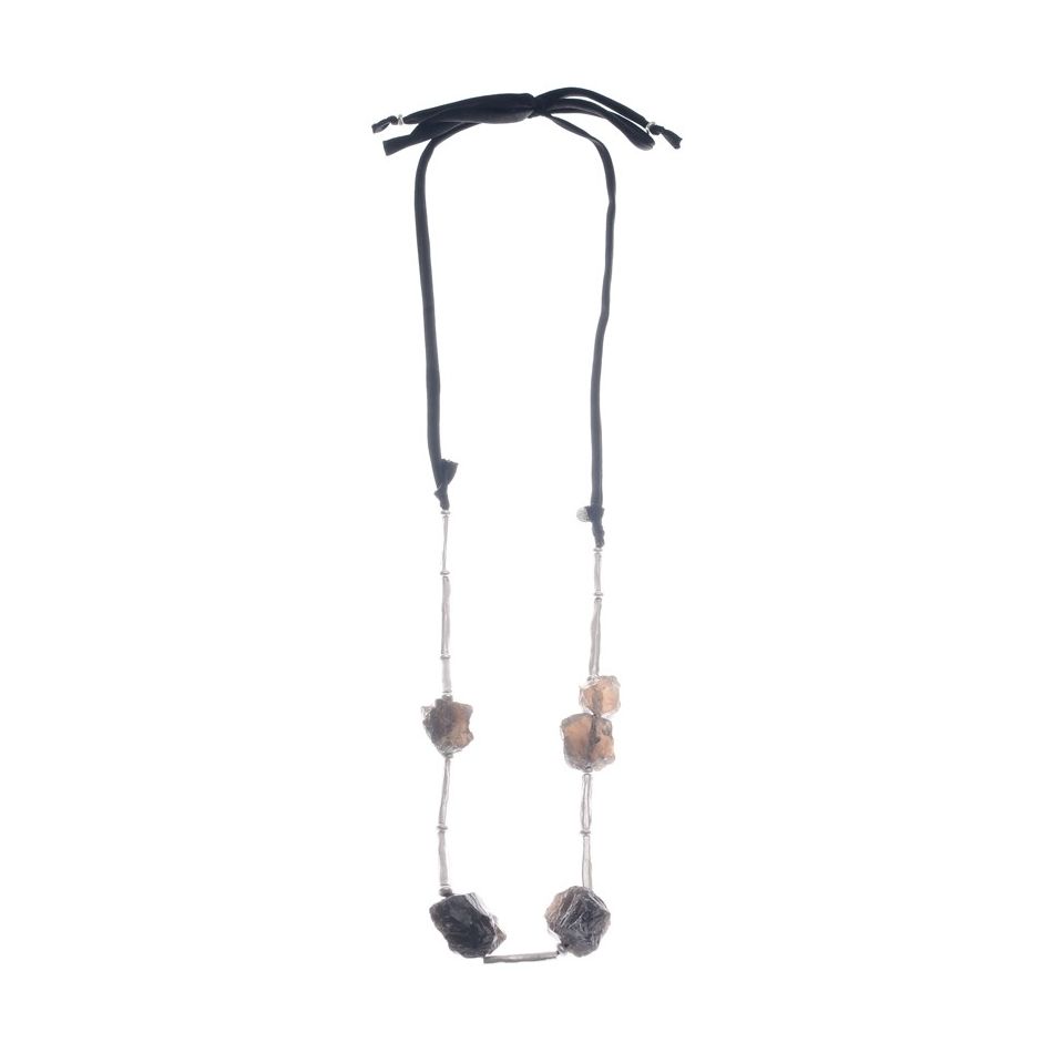 LONG STONE CORD NECKLACE METAL CANUTILLOS