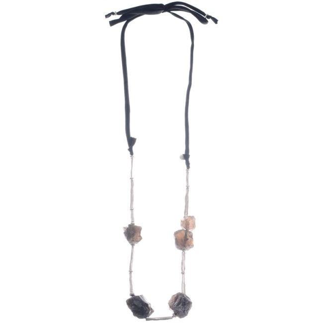 LONG STONE CORD NECKLACE METAL CANUTILLOS