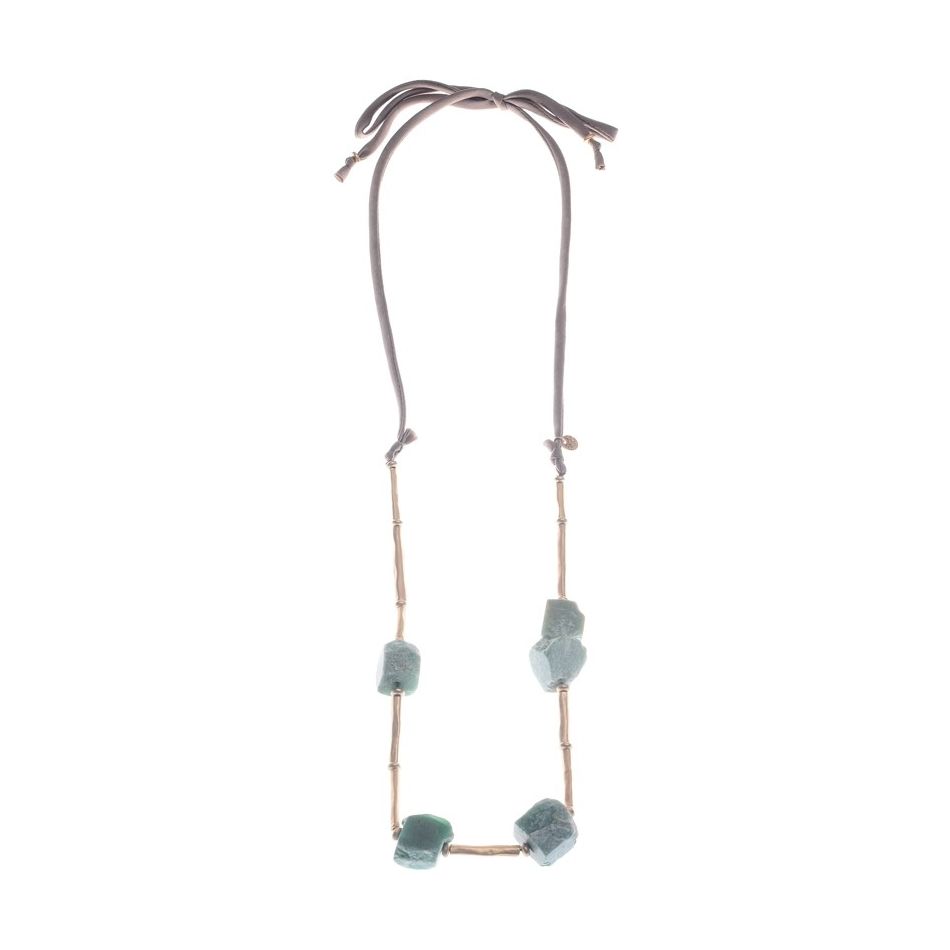 LONG STONE CORD NECKLACE METAL CANUTILLOS