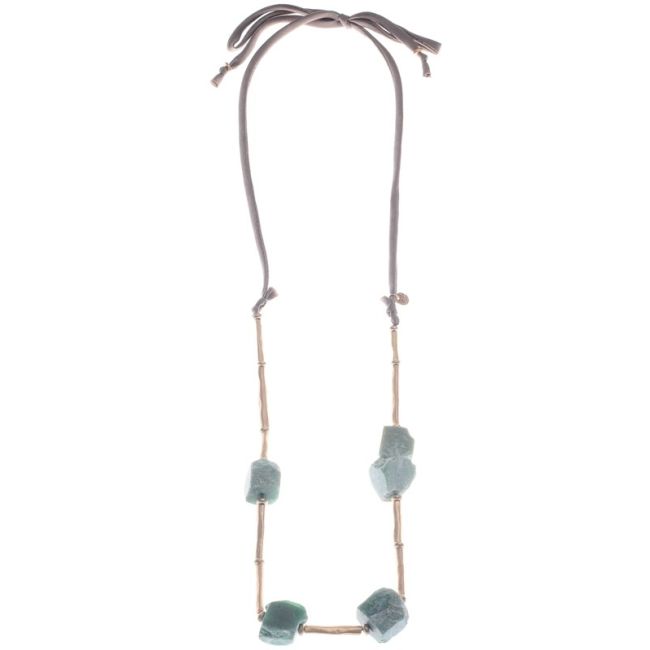 LONG STONE CORD NECKLACE METAL CANUTILLOS