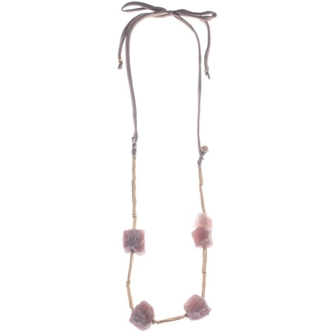 LONG STONE CORD NECKLACE METAL CANUTILLOS