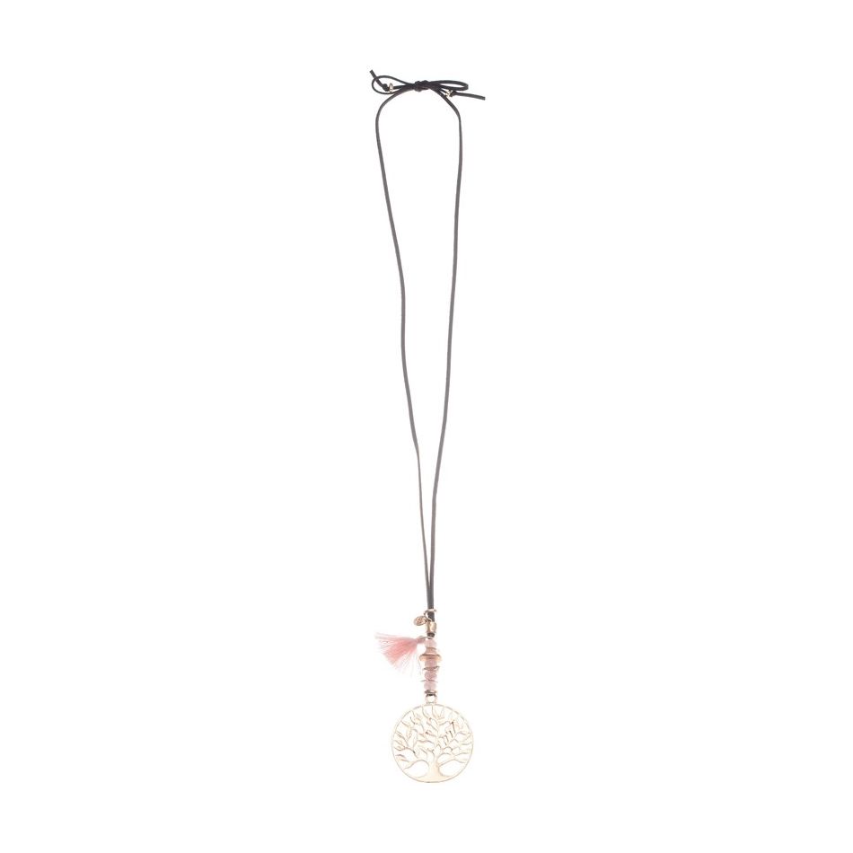 METAL TREE OF LIFE STONES LONG PENDANT NECKLACE