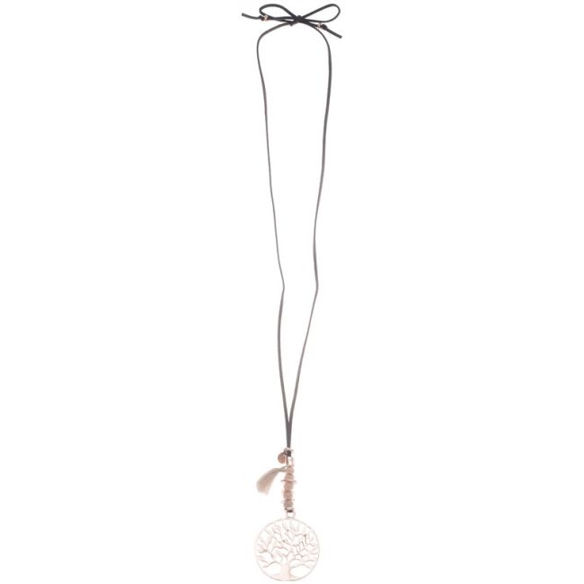 METAL TREE OF LIFE STONES LONG PENDANT NECKLACE