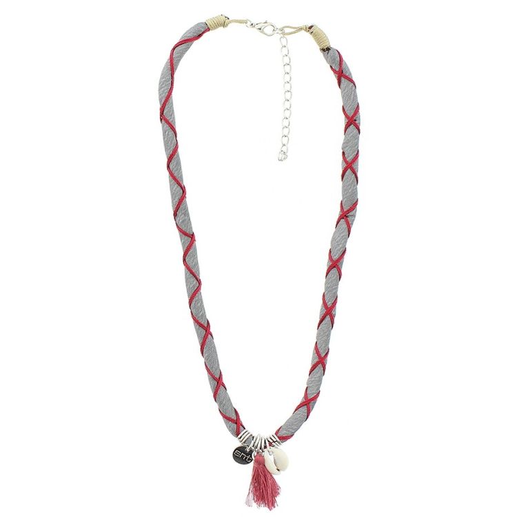 PENDANT WRAPPED THREAD SHORT NECKLACE