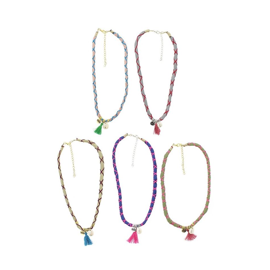 PENDANT WRAPPED THREAD SHORT NECKLACE