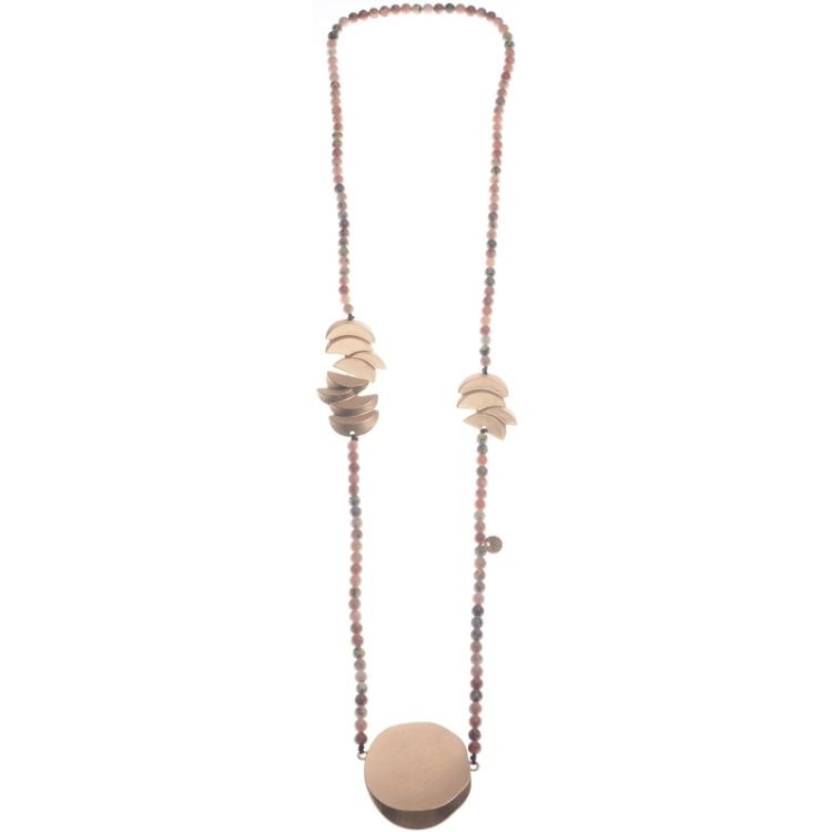 LONG NECKLACE STONES METAL BEADS