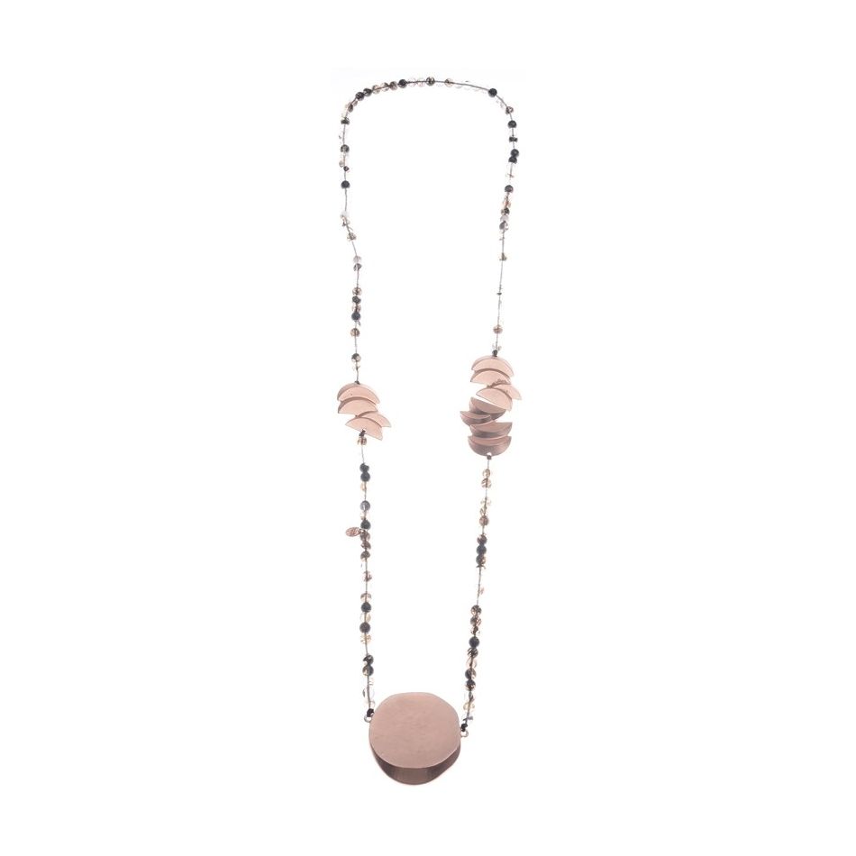LONG NECKLACE STONES METAL BEADS