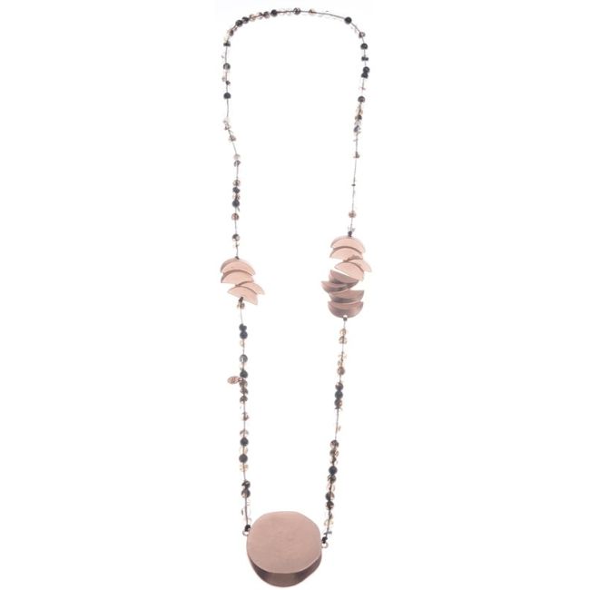 LONG NECKLACE STONES METAL BEADS