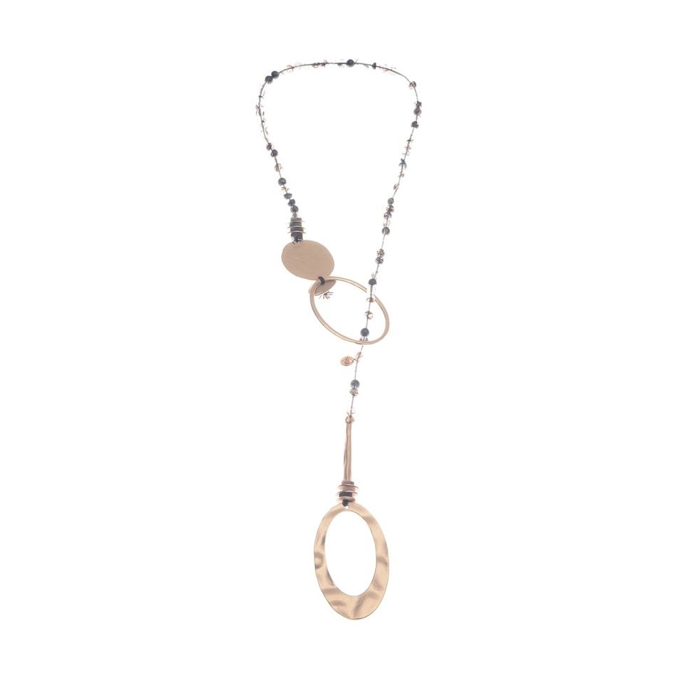 COLLAR LARGO CUENTAS METAL PIEDRAS