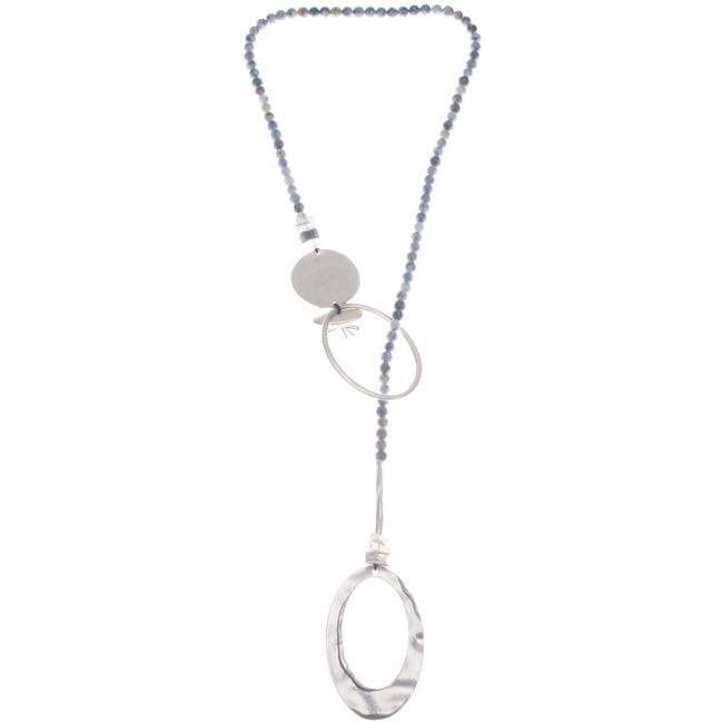 COLLAR LARGO CUENTAS METAL PIEDRAS