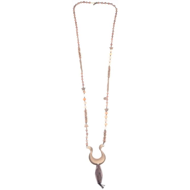 COLLAR LARGO COLGANTE METAL PIEDRA FACETADA