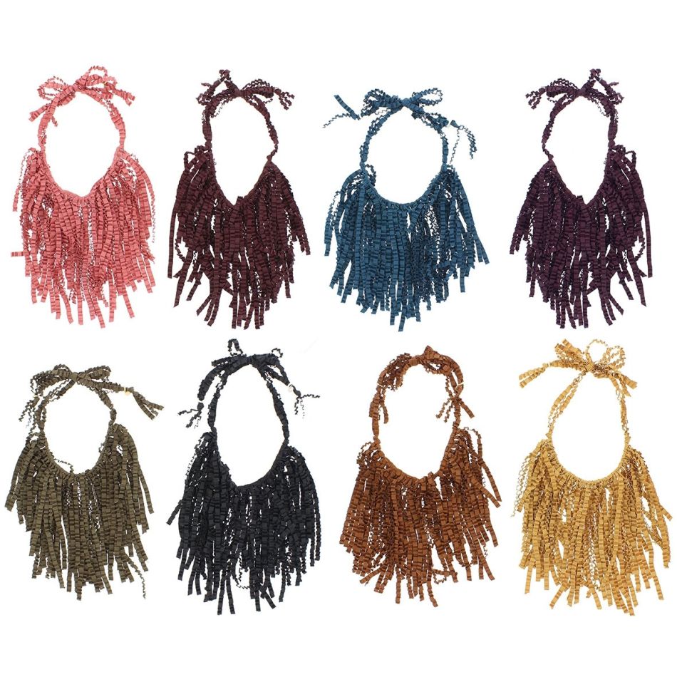 CURLY SATIN RIBBON SHORT NECKLACE