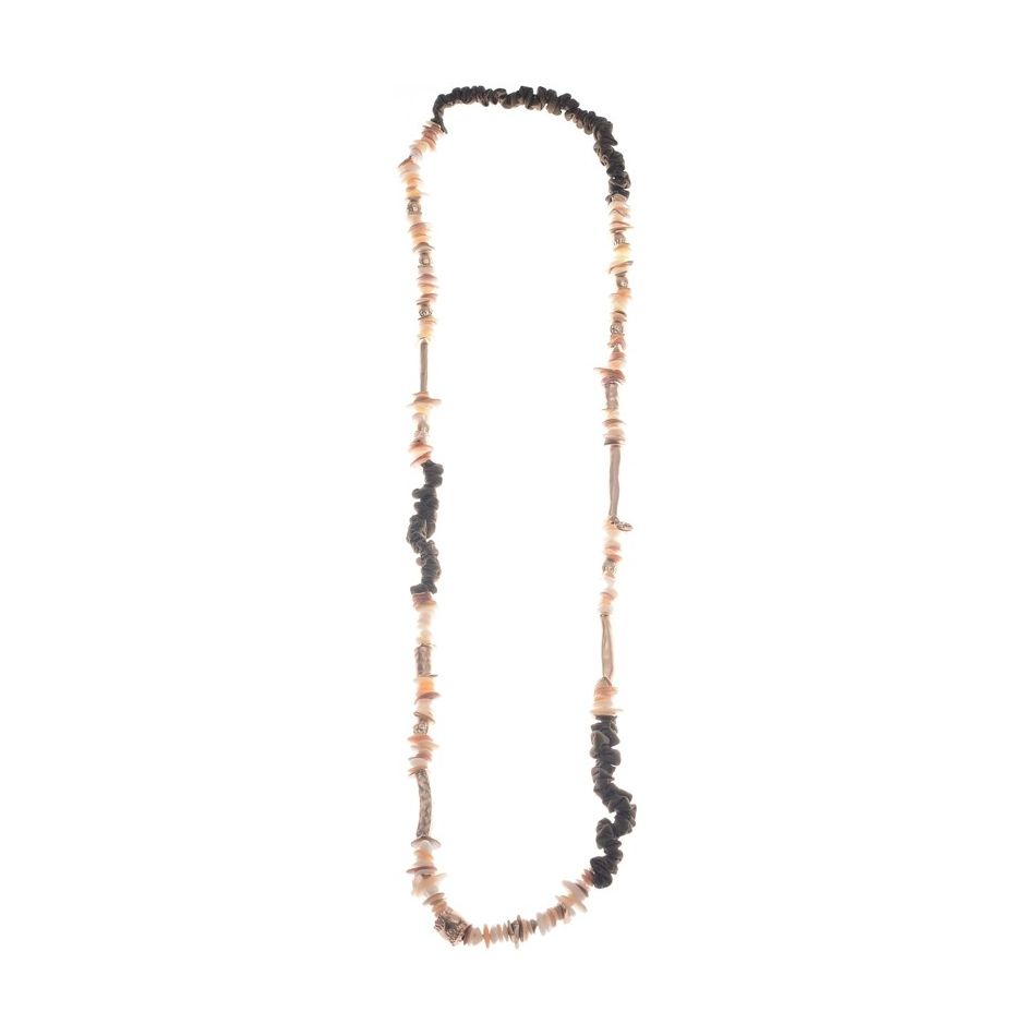 COLLAR LARGO PIEDRAS TELA ARRUGADA