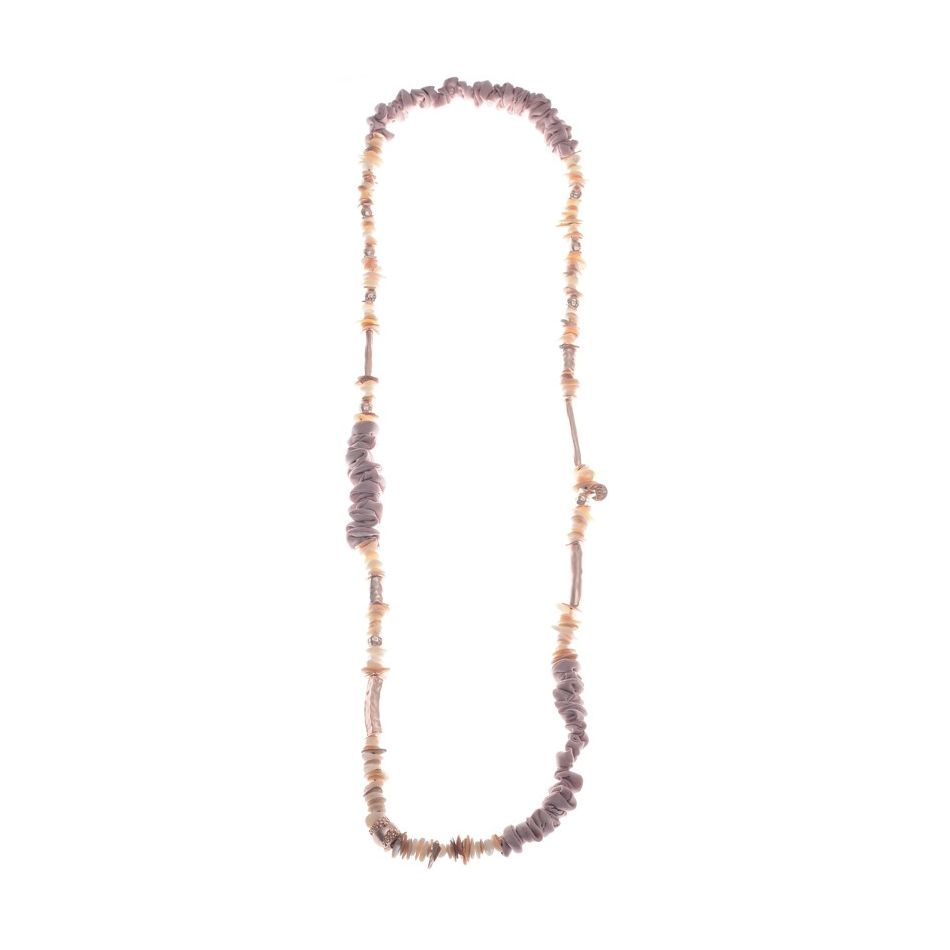 COLLAR LARGO PIEDRAS TELA ARRUGADA
