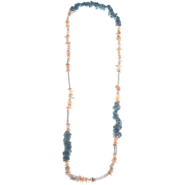 LONG NECKLACE STONES WRINKLED FABRIC