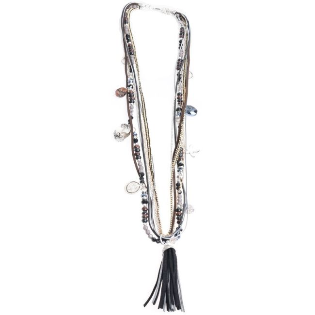 LONG NECKLACE WITH PENDANT BEADS FRINGE