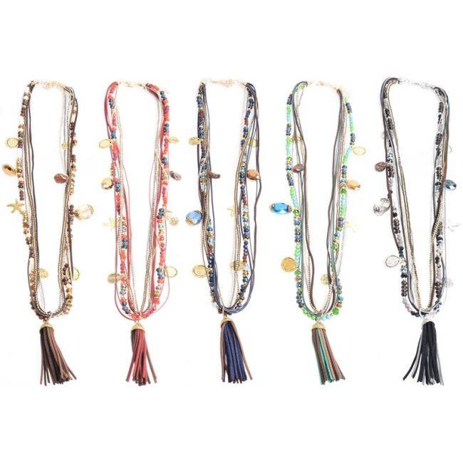 COLLAR LARGO CUENTAS COLG. FLECO