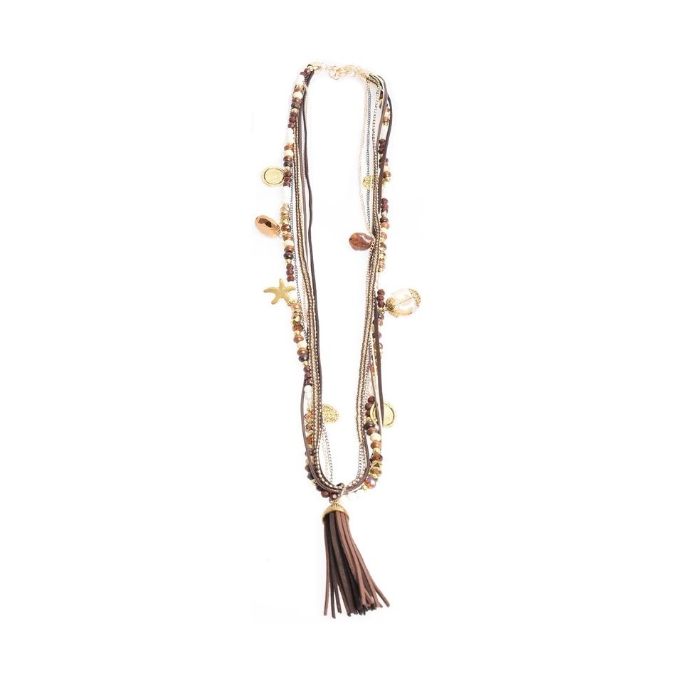 COLLAR LARGO CUENTAS COLG. FLECO