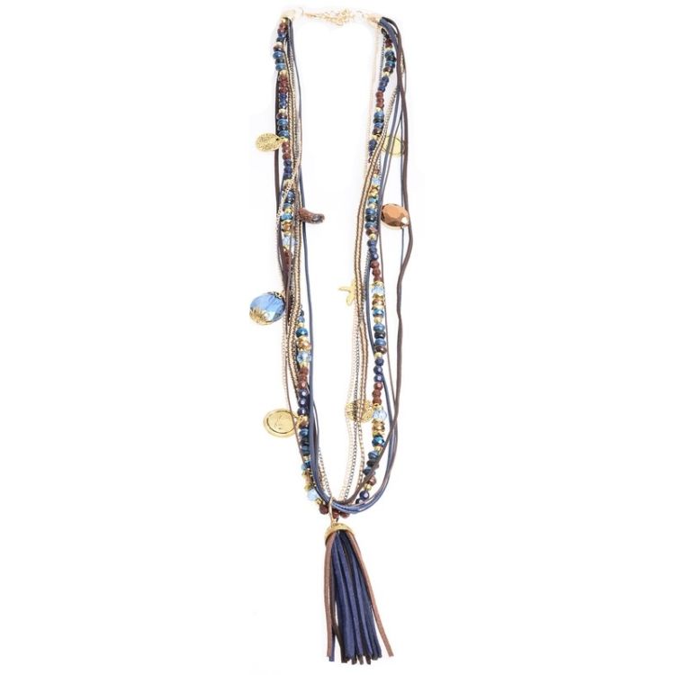 LONG NECKLACE WITH PENDANT BEADS FRINGE 2